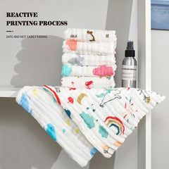 SYGA PACK OF 5 Baby Napkin Six-Layer Gauze 30 * 30 Printed Design Square Scarf Five Baby Small Square Scarf