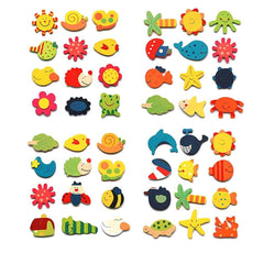 SYGA 48PCS Animal Cartoon Wooden Refrigerator Fridge Magnet Sticker Kid Children Educational Development Toys