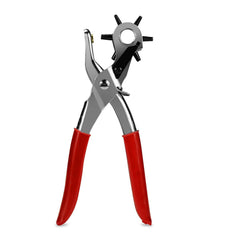 Syga Iron 6 Sizes Revolving Leather Hole Punch Plier for Quick Size Adjustment (Red)