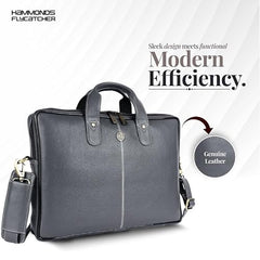 HAMMONDS FLYCATCHER Men Genuine Leather Office Bag - Laptop Bag - Padded Laptop Compartment, Fits 14 Inch Laptop - Adjustable Strap, 1 Year Warranty - Office, Travel, Daily Use - Brushwood, Brown