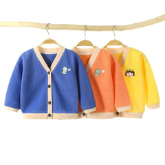 MOMISY Cotton Blend Baby Boy & Girls Sweater Jacket Front Open Cardigan (6 to 12 Months, Orange)