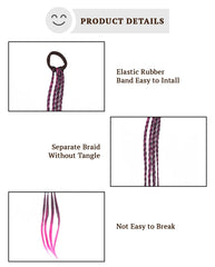 SYGA Cute Girl Colorful Wig Hair Rope Princess Twisted Braid Elastic Hairband Ponytail Headdress Fashionable Children's Hair Accessories(Gradient Rose Red)