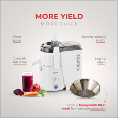 Sujata Multimix Juicer Mixer Grinder|900 Watts Double Ball Bearing Motor|22000 RPM|Non-Stop 90 Mins Running|3 Jars including 1750ml Blender with Coconut Milk Extractor,1000ml, 500ml Jar| (White)