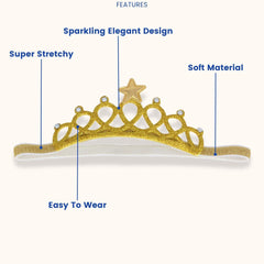 SYGA 1 Piece Children's Crown Star Hair Headband Baby Girls Photo Hair Accessories Baby Stretch Jewelry Hair Band (Black Diamond)