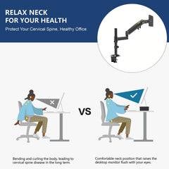 SYGA Monitor Stand Arm Desk Mount Fully Height Adjustable Bracket with C-Clamp & Grommet 180 Tilt Rotation Supports 13 to 27 Inch Monitors and TV - Single MSE01