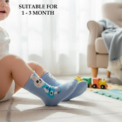 MOMISY 5 Pairs Baby kids Girl Boys Toddlers Infant Cotton Stretch Baby Ankle Socks (IN, Age, 1 Year, 3 Years, Bunny Flower)