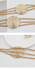 SYGA Gold Round Metal Chain Chain Waist Chain For Women, Versatile Decorative Dress, Waist-Cinching Hook, Adjustable Belt(Gold)