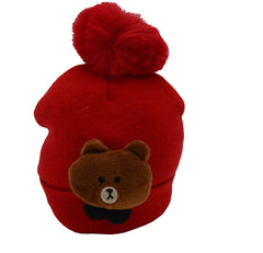 SYGA Unisex Baby Cap for Infant Taddy Winter Cap 12-24 Month - Red