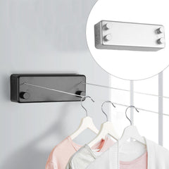 SYGA Retractable Steel Indoor Clothesline Wall Hanger Drying Rack Bathroom Accessories with Magic Drying 4.2M Cable (Double Rope Black)