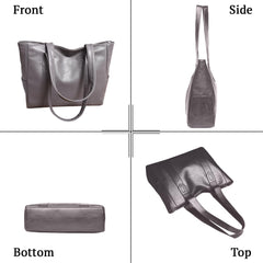 SYGA Women's Crossbody Bag, Single Shoulder Strap, Zipper Closure, Genuine Leather, Grey