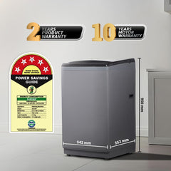SHARP 7.5 kg Fully Automatic Top Load Washing Machine with Toughened Glass I JAPAN QUALITY I Hot & Cold Water Dual Inlet, Soft Close, Add Laundry I 10 Wash Mode I SS Pulsator I ES-T75N-GY I Inox Grey