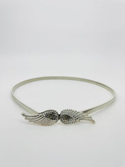 SYGA Women Metal Chain Angle Wings Buckle Stretchy Skinny Belt, Gold(Fits Waist Size 26-36)