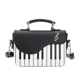 SYGA Women's Piano Purse Handbag, Black, with Strap and Zipper Closure