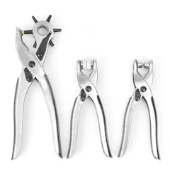 SYGA 3 in 1 Leather Belt Hole Punch, Eyelet Pliers and Snap Button Setter Tool Kit (Silver) -Set of 3