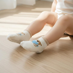 MOMISY Baby Socks, Anti Skid Non Slip Cotton Stretch, 3 Pairs, Toddler Boys Girls (IN, Age, 1 Year, 3 Years, SmileyBear)