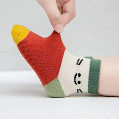 MOMISY 5 Pairs Girl Boys Tube Socks Toddlers Infant Solid Color Boat Spring and Autumn Socks Stretch Baby kids Sock (IN, Age, 9 Years, 12 Years, Rainbow Smiley/)