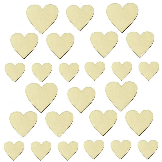 SYGA Small Pack of 60 Wooden Hearts for Scrapbook Decoration and Art & Craft