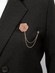 SYGA Rose Flower Brooch Pin for Men & Women,Beautiful Fashion Jewelry with Chain Design(Champagne)