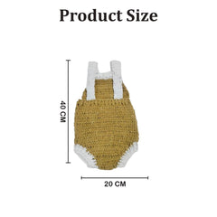 MOMISY Baby Photography Costume Set, Knitted Beanie Cap and Romper, Khaki and White