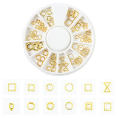 SYGA 6 Boxes Nail Art Gold Metal Decoration Nail Studs Supplies Clear Rhinestones Mix Colorful Pearls 3D Star Moon Rivet Nail Jewels Decoration