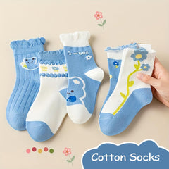 SYGA 5 Pairs Baby Girl & Baby Boy Socks, Toddlers Infant Cotton Stretch Crew Socks Suitable for 2-5 year baby