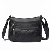 SYGA soft leather women's bag shoulder messenger bag fashion casual(Black)