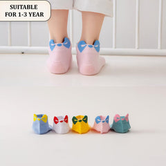 MOMISY 5 Pairs Baby Girl Boys Tube Socks Toddlers Infant Solid Color Boat Spring and Autumn Socks Stretch Baby Sock - Multicolor (IN, Age, 1 Year, 3 Years, Bow)