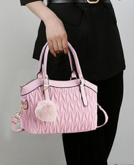 SYGA Women's Handbag New Solid Color Soft Leather Vegetable Bag Large Capacity Simple Foreign Style Mother Bag (Pink)