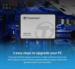 Transcend 250GB 225S 2.5" SATA Internal SSD | SATA III 6Gb/s | 3D NAND Flash | up to 500/330 MB/s | DDR3 DRAM | 3 Yrs Warranty | Fastest Solid State Drive | TS250GSSD225S