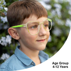 SYGA Children's Lightweight Anti-Blue Light Glasses Round Frame Comfortable Kids For Age 4-12Years old(Transparent orange frame orange legs)
