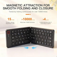 Gizmorac Foldable Keyboard Bluetooth - Portable Wireless Full-Size Folding Keyboard with Stand, Multi-Device (Connect 3) Rechargeable Slim Travel Keyboard for iPad, iPhone, Android, Windows, Laptop
