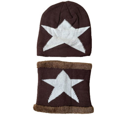 MOMISY Kids Winter Hat and Scarf Set, 2Pcs Warm Knit Beanie Cap and Scarf for 5-10 Years Old (Brown)