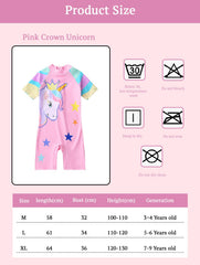 SYGA Children's Swimsuits for Girls Pink Crown Unicorn-XL Size Perfect for Kids Age 7-8 Years Old (Pink)