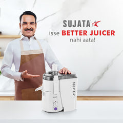 Sujata Powermatic Juicer|900 Watts Double Ball Bearing Motor|22000 RPM|Non-Stop 90 Mins Running|Centrifugal Juicer| (White)