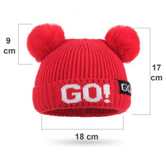 SYGA Unisex Winter Baby Cap Double pom pom Baby Woolen Cap for 1-4 Year - Beige
