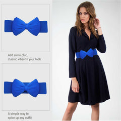 SYGA Bow Snap Elastic Belt Stylish Monochrome Wide Waistband Women's Skirt Dress Coat Decoration Girdle