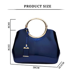SYGA Leather Glossy Women's Bag Bride Wedding Handbag Women's One Shoulder Crossbody Stylish Bag(BLUE)