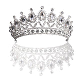 SYGA Crown Tiaras Princess Antique Bronze Crystal Rhinestone Bride Diamond Women Headband Wedding Jewelry Hair Accessories - White Diamond (Silver)