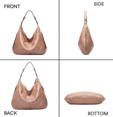 SYGA PACK OF 3 Women's Bags Large-Capacity Soft Leather Hobo Bag,Sling Bag With Clutch(PINK)