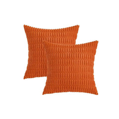 MOMISY Corduroy Cushion Throw Pillow Covers Pink 45 x 45cm, 18x18 inch (5, Orange)
