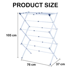 STANSY Foldable Clothes Drying Rack, Multi-Tier Metal Laundry Stand, White, Space Saving, Portable, Indoor Outdoor Use for Balcony Bathroom Home