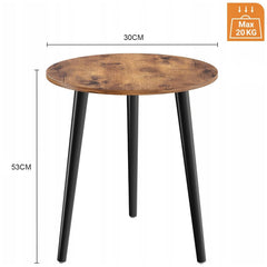 STANSY Round Wooden Plant Stand Table, Modern Metal Legs, Small Side Table for Indoor Plants, Living Room, Balcony, Bedroom, Brown Top with Black Legs