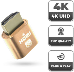 SYGA HDMI 4K Dummy Plug hdmi Dummy Plug Headless Virtual Monitor Display Adapter, 1 Piece, Golden