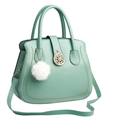 SYGA Women's Oval Handbag Stylish Shoulder Bag with Decorative Pendant & Zipper Closure