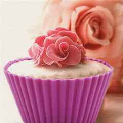 SYGA Set of 12 Round Shape Silicone Muffin Cups Handmade Soap Molds Biscuit Chocolate Ice Mould(Random Color)
