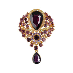 SYGA Brooch Pin Fashion Crystal Rhinestone Jewellery Pin Vintage Clothing Accessories Decoration Glass Pendant Purple Brooches For Women- S246