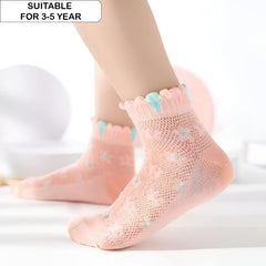 MOMISY 5 Pairs Baby Girl Boys Tube Socks Toddlers Infant Solid Color Boat Spring and Autumn Socks Stretch Baby Sock - Multicolor (IN, Age, 8 Years, 12 Years, Net Flower)