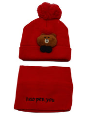 SYGA Unisex Baby Cap for Infant Taddy Winter Cap 12-24 Month - Red