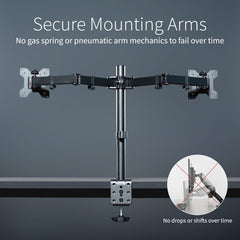 VIVO Dual LCD Monitor Desk Mount Stand Heavy Duty Fully Adjustable fits 2 /Two Screens up to 27" (STAND-V002)