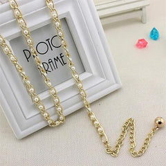 Syga Women Pearl Waist Chain BeltSuitable Size for Waist 26-40(White Pearl)